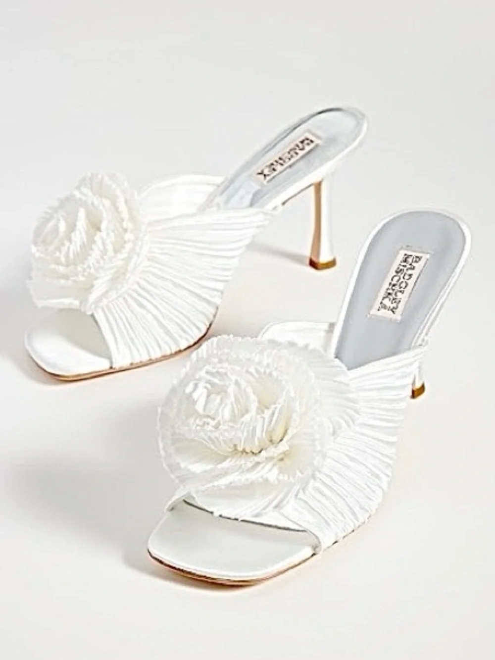 NWT Badgley Mischka Blythe Rosette Satin Slides, 7